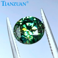 Pierres précieuses rondes brillantes pour la fabrication de bijoux, nouveau, pierre précieuse motorisée, verte, avec petite couleur jaune,