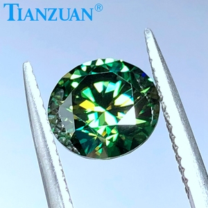 Diamante rotondo brillante taglio verde con piccola gemma di Moissanite sciolta di colore giallo per realizzare gioielli - Product Image 5