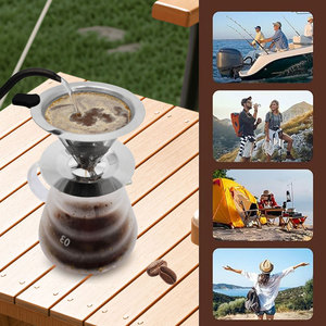 Barista Công Cụ Đổ Hơn Cà Phê <span class=keywords><strong>Maker</strong></span> Lưới Lọc Xách Tay Cone Cà Phê Nhỏ Giọt 304 Thép Không Gỉ Cà Phê Lọc Với Chủ - Product Image 4