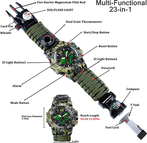 Orologio di Sopravvivenza Tattico Multifunzionale con Bussola Digitale Intrecciata a Mano in Paracord per Arrampicata e Uso Portatile - Product Image 2