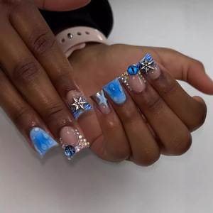 <span class=keywords><strong>Uñas</strong></span> Postizas Económicas al por Mayor, con Diseño de Mapache, <span class=keywords><strong>Acabado</strong></span> Dorado Texturizado, Forma de Flor, 3D, Semimanuales, Hechas a Máquina - Product Image 2