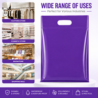 Sacs de courses en plastique réutilisables imperméables avec logo personnalisé, poignée découpée, sacs d'emballage pour la vente au détail, vêtements, cosmétiques, boutiques de cadeaux