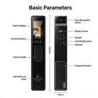 Serrure intelligente WiFi Tuya Vertexis à entrée sans clé avec reconnaissance faciale 3D, empreinte digitale, interphone, caméra, carte mémoire cloud et application