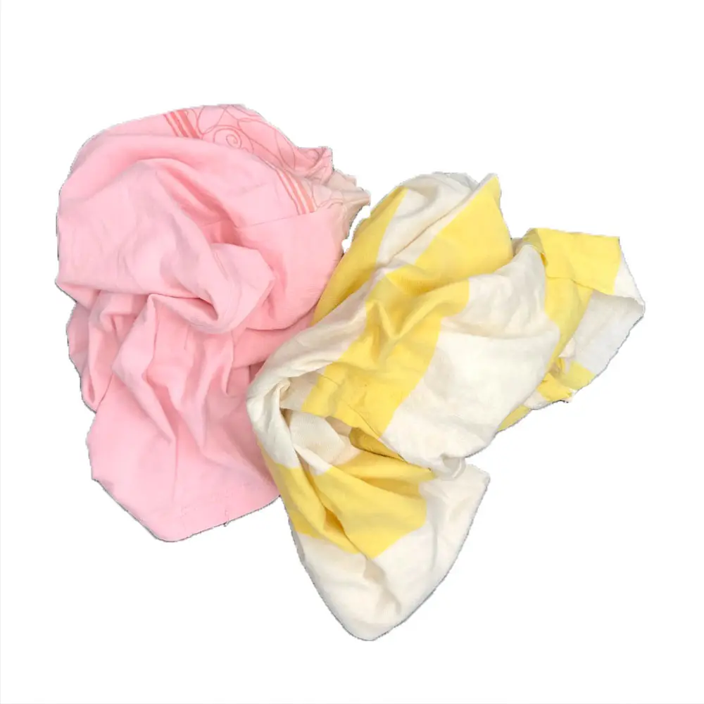 Cotton Rags Tshirt Rags Cleaning T-Shirt Bulk Plain Textile Waste High Quality Recycled Light Color 100% Cotton Rags