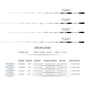 OEM 2.1m/1.8m Casting Spinning Canne à pêche à fort roulement en fibre de verre Leurre pôle pour la pêche à l'achigan dans les lacs ruisseaux Action rapide - Product Image 6