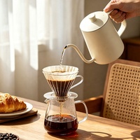 Bouilloire à café pour infusion manuelle en acier inoxydable 304 avec bec long et fin ; Verseuse à café pour infusion par le dessus avec contrôle précis de l'eau ; Design moderne ; Portable