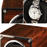 Boîte à remontoir de montre portable en bois carrée de luxe, protection unique, remontoir de montre rotatif, boîte de rangement pour montre