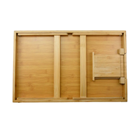 Plateau de lit pour manger-Table de petit déjeuner en bois de bambou avec bloc-tasse Plateau à collation pour ordinateur portable portable pour chambre à coucher Pique-nique
