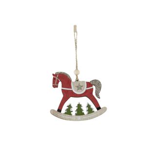 حصان ثلج هزاز خشبي مصغر ورجل الثلج شجرة عيد الميلاد المعلقة بزخارف - Product Image 4