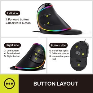 DELUX M618Plus <span class=keywords><strong>Mouse</strong></span> Verticale <span class=keywords><strong>Ergonomico</strong></span> RGB da Gaming con Cavo USB Ottico <span class=keywords><strong>Grande</strong></span> 4000DPI con 6 Pulsanti Disponibile - Product Image 6