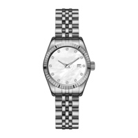 Montre classique en acier inoxydable pour femmes, design de marque haut de gamme, mouvement japonais, logo personnalisé, cadran en perles et diamants, montre de luxe pour femmes