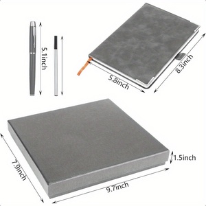 Juego de cuadernos A5 Caja de regalo negra Premium Escritura suave Sin residuos de tinta Pluma incluida Cubierta de cuero de imitación 100 hojas - Product Image 5