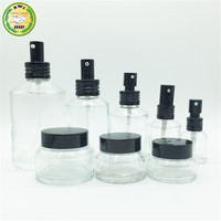 Flacon compte-gouttes en verre ambré mat noir transparent à épaule inclinée pour sérum cosmétique et huile essentielle, ensemble d'emballage avec boîte