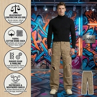 Pantalon droit décontracté personnalisé de haute qualité avec patchwork, jean en denim déchiré tendance pour hommes
