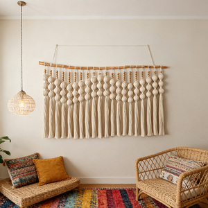 En stock, <span class=keywords><strong>tapisserie</strong></span> murale en macramé minimaliste nordique pour une décoration intérieure chaleureuse - Product Image 1