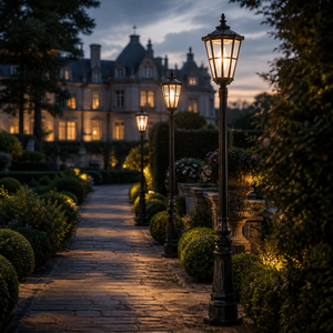 Lampadaire LED de jardin rétro européen IP65 étanche en alliage d'aluminium pour villa, parc, manoir - Product Image 2