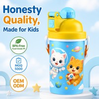 Bouteille d'eau jetable 350 ml avec logo personnalisé, dessin animé 3D, sans BPA, avec couvercle, pour les fêtes d'enfants, sport et plein air