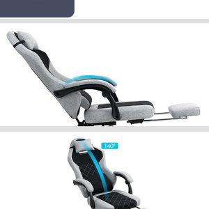 Chaise de jeu professionnelle réglable en hauteur, confort de canapé, en <span class=keywords><strong>tissu</strong></span> gris, <span class=keywords><strong>avec</strong></span> <span class=keywords><strong>repose</strong></span>-pieds, pour gaming vidéo de luxe - Product Image 5