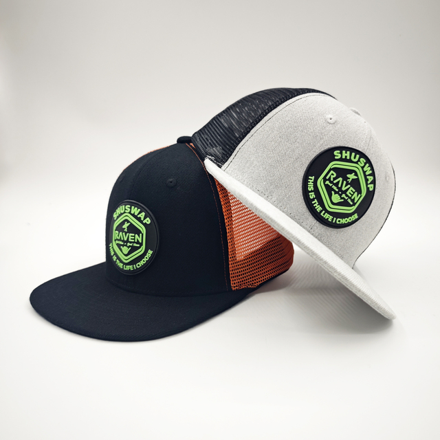 Custom Logo Neon Green PVC Patch Trucker Hat Flat Brim 6 Panel Mesh Cap High Quality Flat Bill Snapback Hats for Men