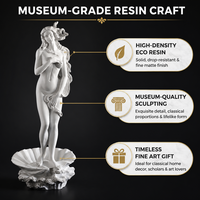 Statue Art Déco Vénus Coquille en Résine Blanche Sculpture Déesse Grecque Figurine Écologique Haute Qualité pour Décoration Intérieure et Art