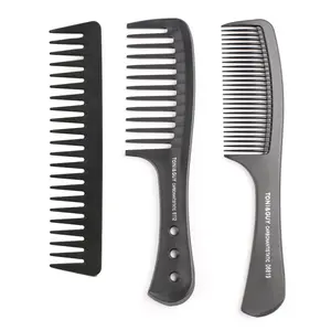 Hot Sell 3 Pcs Wide Tooth Detangling Hair Comb Hair Styling Comb Set Pro Salon Hairdressing Antistatic Carbon Fiber Comb