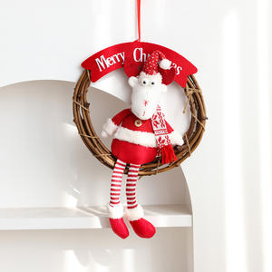Elegant Elk <b>Door</b> Hanging <b>Christmas</b> <b>Wreath</b> with Snowman Luxury Festive Ring Decor for Front <b>Door</b> and Tree - Product Image 3