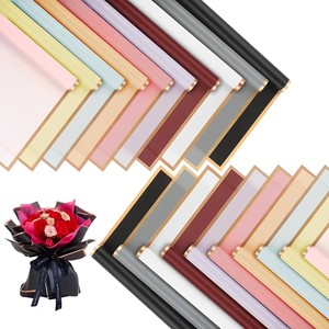INUNION Carta da Imballaggio per Bouquet di Fiori con Bordo Dorato, Impermeabile, <span class=keywords><strong>in</strong></span> Plastica, per Fioristi e Confezioni Regalo - Product Image 2