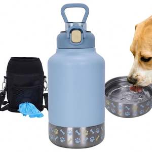 Bouteille d'eau portable pour animaux de compagnie en acier inoxydable, garde au froid pendant 24 heures, avec bol amovible pour l'extérieur - Product Image 1