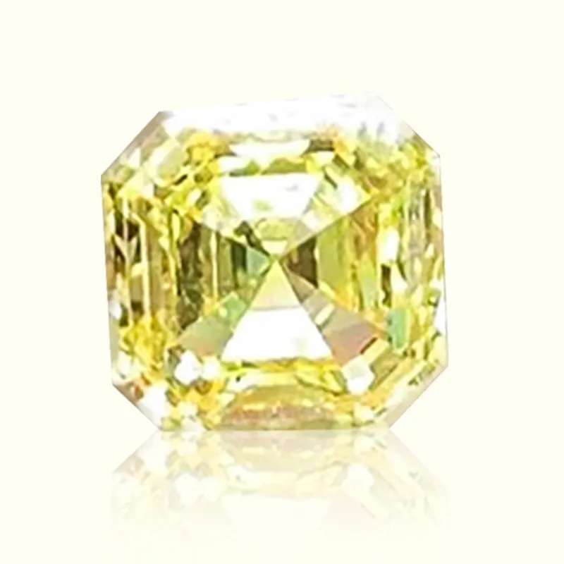 Goldleaf fabrika süper kalite elmas Asscher kesim fantezi sarı renk IGI sertifikalı 1.06CT HPHT gevşek Lab yetiştirilen elmas