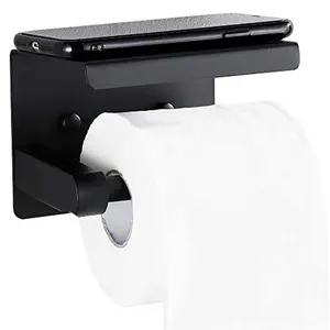 SUS 304 Pemegang Tisu Toilet, Dudukan Tisu Toilet Stainless Steel Terpasang Di Dinding Kamar Mandi dengan Rak Ponsel