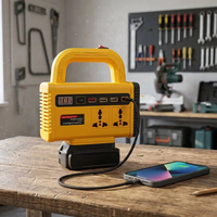Convertisseur d'alimentation intelligent portable jaune multifonction avec port USB Type-C pour la maison, l'extérieur, alimentation de secours par batterie au lithium