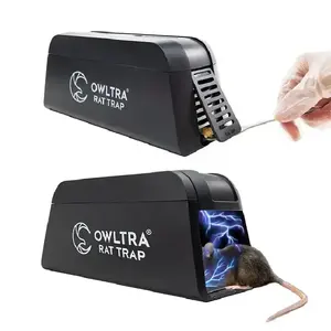 [OWLTRA] jaula colectora de roedores electrónica negra para interiores, trampa eléctrica para ratas y ratones, asesino inteligente de ratas de choque de alto voltaje
