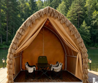 Pavillon de jardin de luxe style voilier en PE, résistant à l'eau, au feu et à la neige, en acier thermolaqué, pour jardin arrière-cour, direct usine