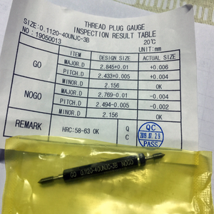 मीट्रिक धागा प्लग गेज टेस्ट डेटा के साथ प्रमाण पत्र - Product Image 3