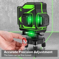 12 lignes 360 niveau Laser auto-nivelant sans fil à distance 3d horizontal et vertical puissant faisceau vert croisé avec trépied