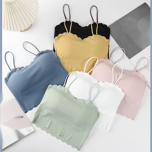 Soutien-gorge sans couture à bord ondulé de <span class=keywords><strong>taille</strong></span> unique Y2k sans anneau en acier sangle respirante enveloppée autour de la poitrine - Product Image 1