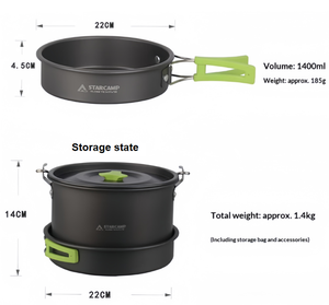 Juego de Utensilios de Cocina para Acampar, Olla y Sartén de Aluminio Ligero con Tazones y Bolsa de Almacenamiento, Certificado por la FDA y LFGB para Aventuras - Product Image 3