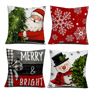 Ensemble de 4 housses de coussin de Noël à double face avec impression élégante pour la décoration de la maison - Product Image 2