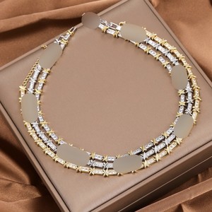 <b>Copper</b> Necklace With Zircon And Diamond Inlay Gold Silver Two Tone Letter X Design Clavicle <b>Chain</b> Unisex Fall 2024 - Product Image 1