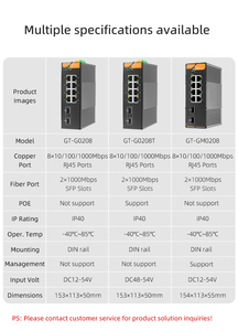 Conmutador Ethernet Industrial Guangte de 8 Puertos 10/100/1000Mbps Gigabit POE SNMP QoS Sin Bloqueos - Product Image 3