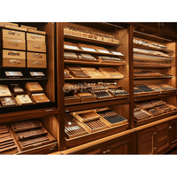 Vitrine à tabac personnalisée en bois massif, éclairage, meubles de magasin de cigares, présentoir de luxe pour cigares, Espagne