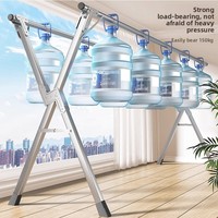 Porte-vêtements pliant en acier inoxydable en forme de X, rétractable, pour balcon et extérieur