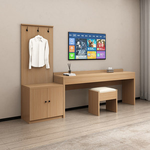 Mueble de TV Moderno de Madera para Hotel con Panel Colgante para Almacenamiento en Dormitorios de Apartamentos y Hostales - Product Image 1