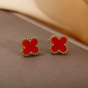 <span class=keywords><strong>Pendientes</strong></span> de Acero Inoxidable Chapados en <span class=keywords><strong>Oro</strong></span> de 18K de Alta Gama, Diseño Geométrico de Trébol de Cuatro Hojas, Modernos, Unisex, al por Mayor - Product Image 3