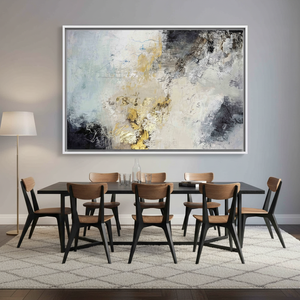Gray and Gold Abstract Plaster Art: Modern Printed <b>Canvas</b> Wall Hanging,WHITE <b>FRAMED</b> <b>CANVAS</b> - Product Image 3