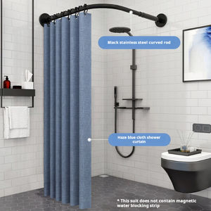 Tenda da Doccia Impermeabile in Poliestere 200x200cm con Blocco Magnetico, Asta Curva Blu <span class=keywords><strong>per</strong></span> Angolo Doccia - Product Image 5