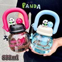 Seaygift últimos niños lindo Panda muñeca de dibujos animados gran vientre vasos de plástico 800ml niños deportes botella de agua con asa y pajitas
