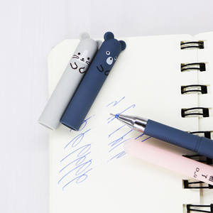 Oso de dibujos animados modelo estudiante Gel pluma fácil de sostener 0,5mm aguja completa cristal azul borrable plástico Gel pluma - Product Image 2
