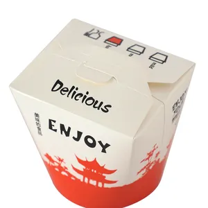 卸売カスタムプリントラウンド中国風食品麺持ち帰り包装紙箱
