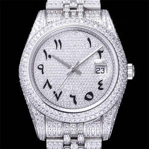 2025 montre mécanique de luxe haut de gamme pour hommes avec affichage de la date en chiffres arabes et diamants - Product Image 1